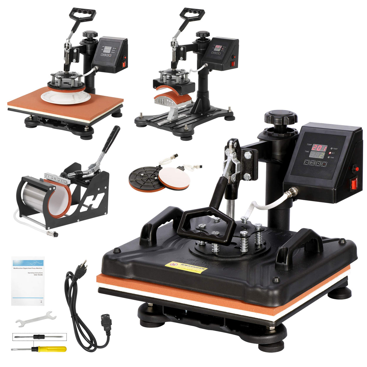 Nouva 5 in 1 Digital Sublimation Heat Press Machine 12x15 Inch - 360° Swing Away Shirt Press Machine, Multifunction Combo Heat Transfer Machine for T Shirts Hat Cap Mug Plate Nouva