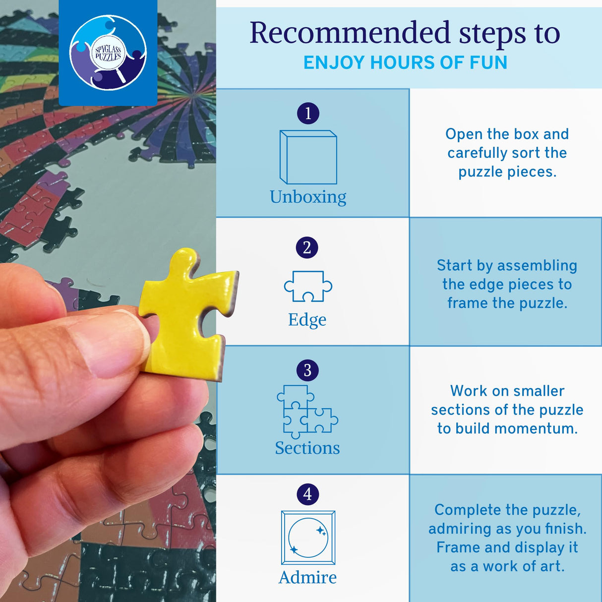 Jigsaw Puzzles for Adults 1000 Pieces Hard Puzzles for Adults and Kids - Unique Round Puzzle - Difficult Near Impossible Black and White Puzzles Fun Gear Puzzle by Spyglass Puzzles Spyglass Puzzles