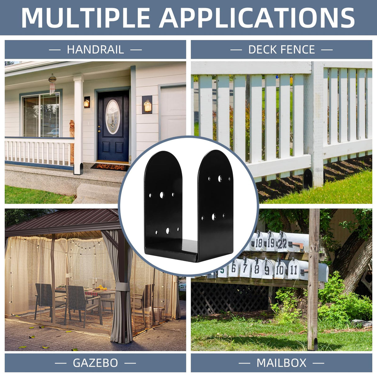 Rasugarlary 4"x 4" Post Base, 4Pcs Post Anchor Base (Internal 3.5 x 3.5") Adjustable 201 Steel Post Bracket for Wood Post Pavilion Deck Porch Handrail Railing Support Decorate Rasugarlary