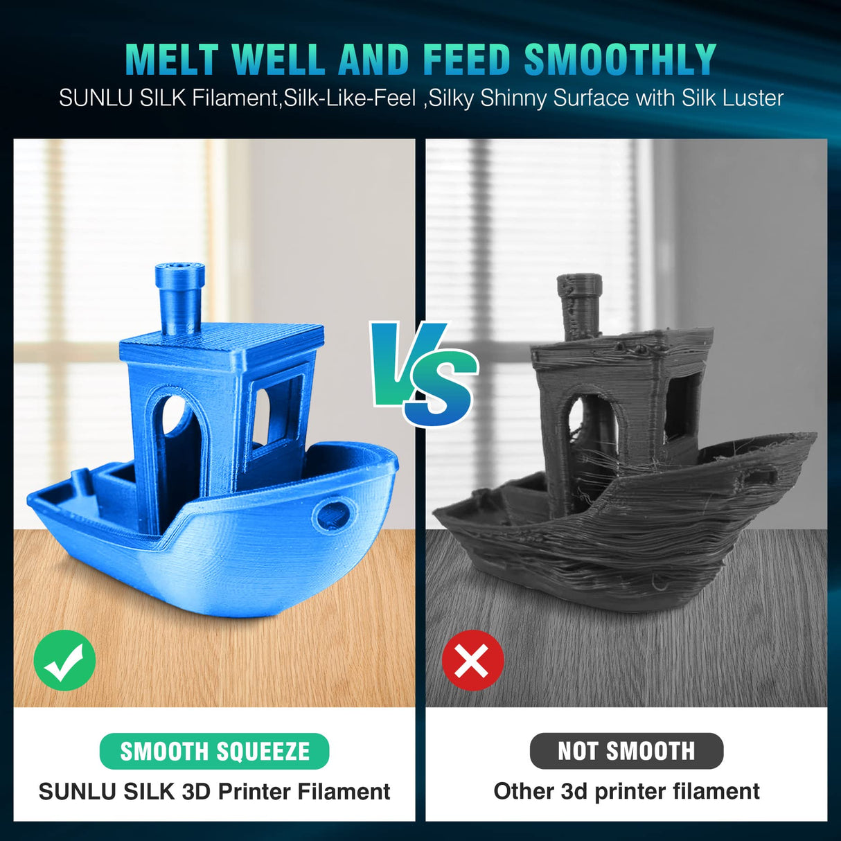 SUNLU 3D Printer Filament, 250G PLA Silk Filament Bundle, 1.75mm Smooth Silk Filament Muticolor, Neatly Wound Filament, 250G Spool, 8 Rolls, Black+White+Light Gold+Silver+Brass+Red Copper+Blue+Green SUNLU