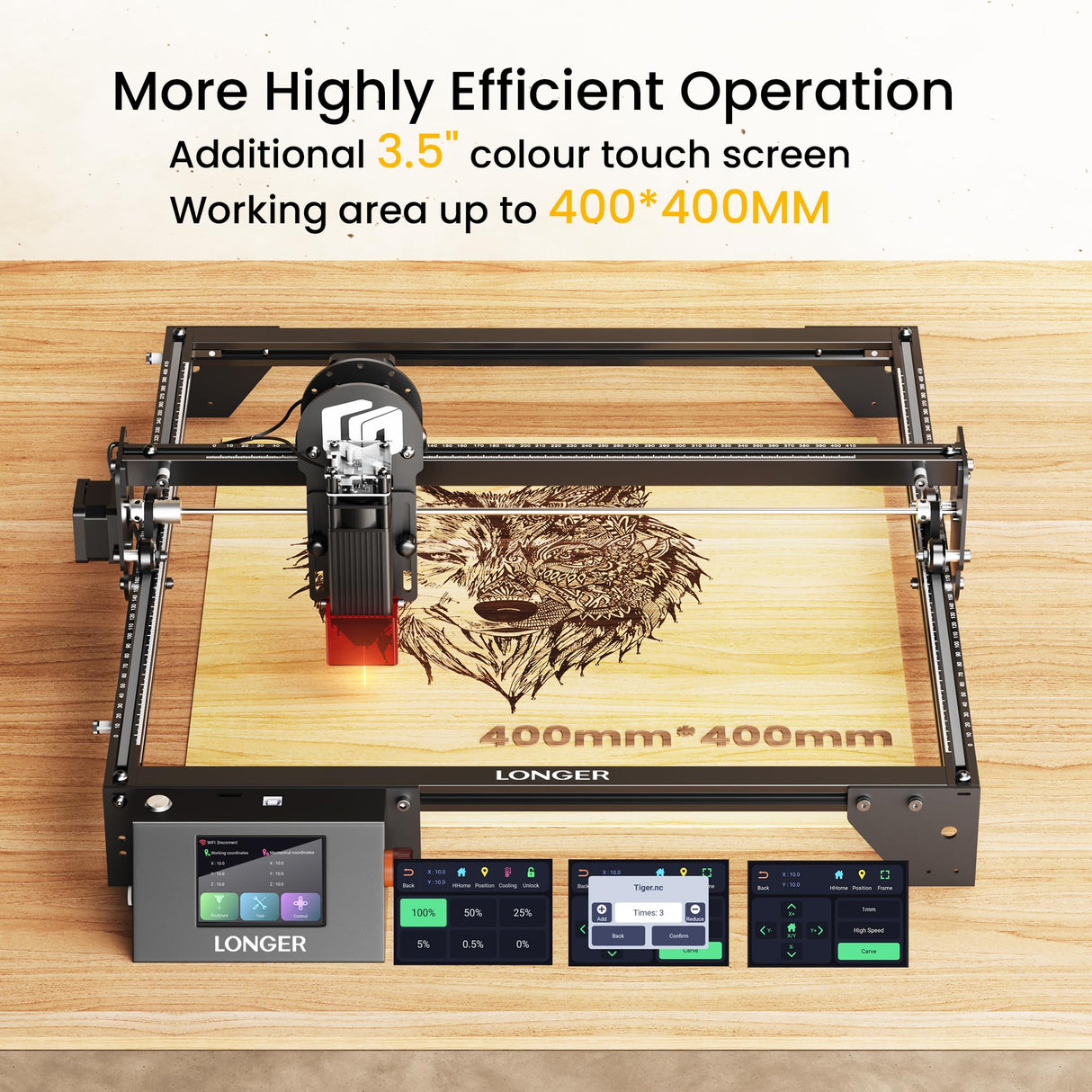 LGT LONGER RAY5 5W Laser Engraver, 40W Laser Engraving and Cutting Machine for Wood,Metal, Acrylic, Leather and Glass, 3.5-inch Color Touch Screen, Offline Engraving/Cutting Longer