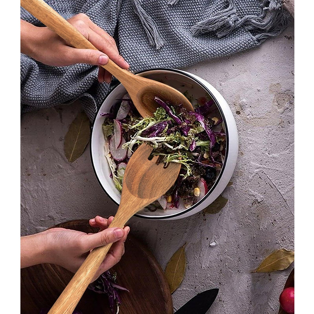 Wooden Spoons for Cooking, 13pcs Acacia Wooden Cooking Utensils Set Includes Wooden Spoon, Spatula, Soup Ladle, Measuring Spoons for Kitchen Use, Nonstick Natural Healthy Kitchen Cookware Gift Esie Houzie