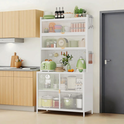 Nobilsteel 73‘’ Tall Kitchen Metal Pantry Cabinet, Pantry Storage Cabinet with Microwave Shelf and Door, Anti-Tip Design Hutch for Kitchen, Dining Room, Living Room