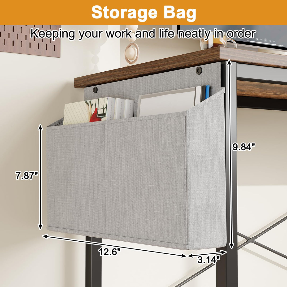 Grandder L Shaped Computer Desk with Reversible Shelves, 40 Inch Small Corner Desk with Storage Bag, Gaming Desk Computer Table Study Writing Desk for Home Office Small Space, Rustic Brown Grandder