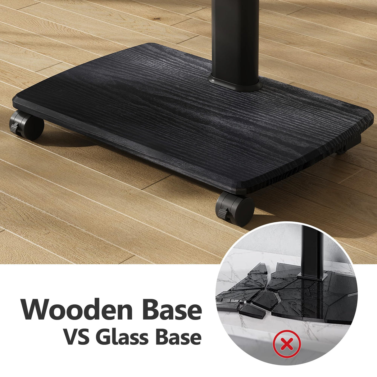 FITUEYES Rolling TV Stand with Power Outlets, Swivel Portable TV Stand for 32-70 Inch LCD LED OLED Flat/Curved Panel Screen TVs,Height Adjustable&Wood Base, Mobile TV cart Holds up to 99Lbs, Black. FITUEYES