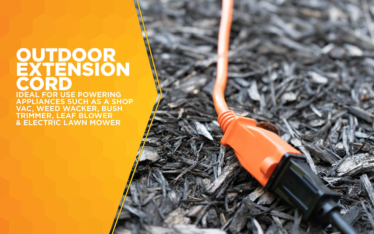 Woods 0723 16/2 SJTW General Purpose Extension Cord, Medium Duty, Ideal for Landscaping and Powering Appliances, Water Resistant Flexible Vinyl Jacket, Durable Molded Plug, 50 Foot, Orange Woods