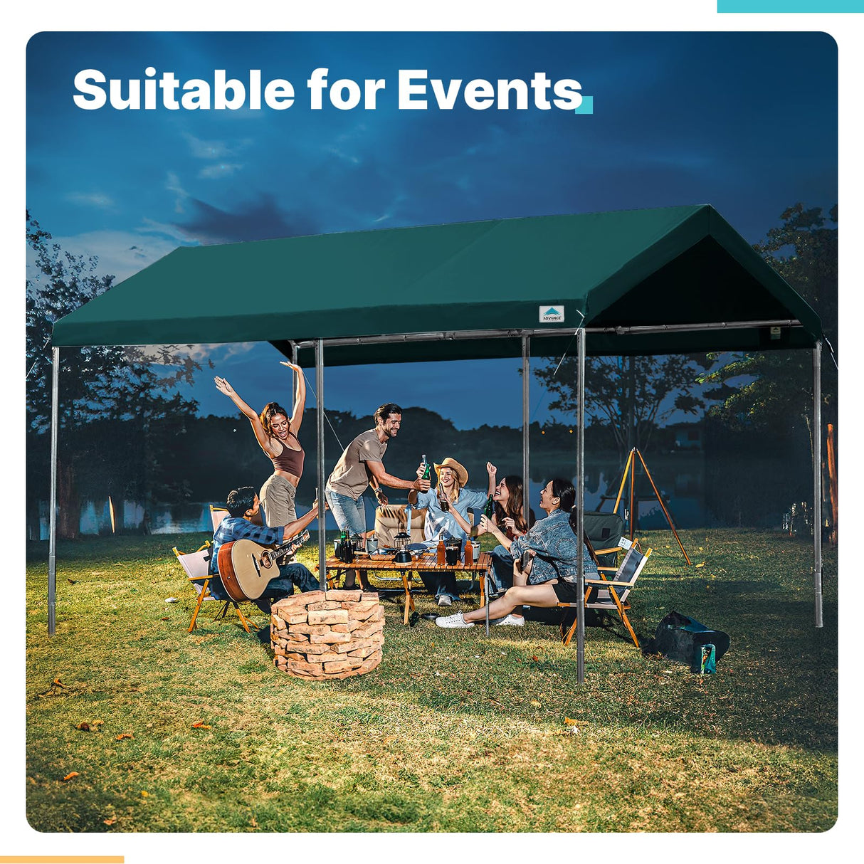 ADVANCE OUTDOOR 10x15 ft Heavy Duty Carports Potable Car Canopy Garage Party Tent Boat Shelter, Adjustable Height from 9.5 ft to 11 ft, Green ADVANCE OUTDOOR