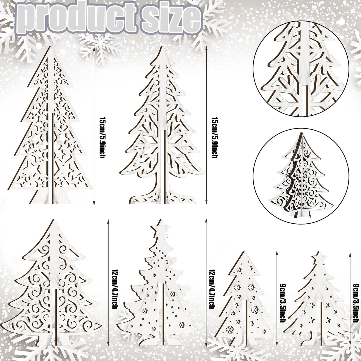 Maitys 12 Pcs Wooden Christmas Trees Tabletop Decor Wood 3D Christmas Trees Xmas Centerpieces Table Wooden Signs Farmhouse Tiered Tray Home Decor for Winter Home Office Farmhouse(Tree) Maitys