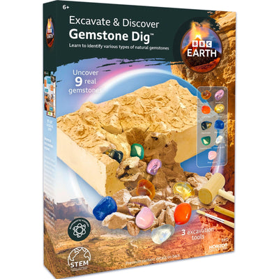 BBC Earth Excavate & Discover Gemstone Dig, Dig Up 9 Real Gemstones & Make Keychains, Rock Digging Excavation Kit, STEM Learning Kit, Kids Science Kit, Great 6 Year Old Boy Birthday Gift, Amazon Kids