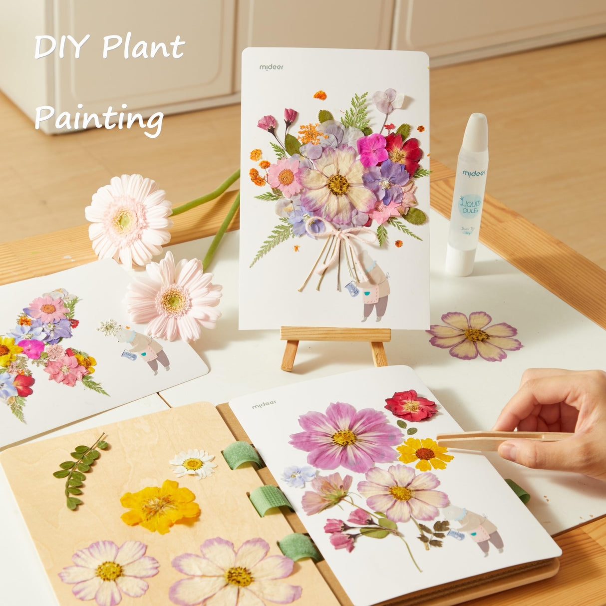 Happytime Flower Press Kit for Kids, Creativity Crafts DIY Plant Drying Set, Wooden Convenient to Carry, Gift for Boys and Girls Happytime