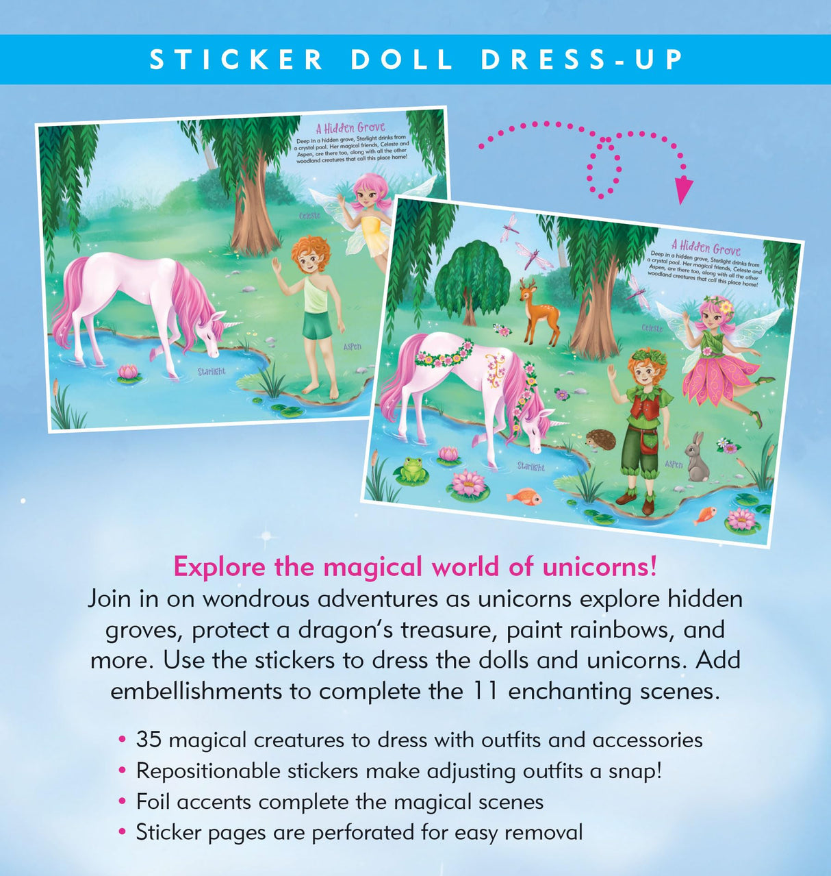 Unicorns Sticker Doll Dress-Up Book PETER PAUPER PRESS