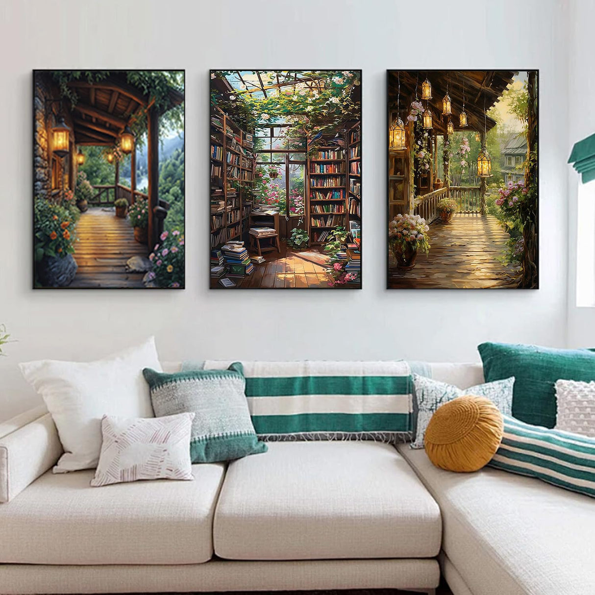 Paint by Numbers for Adults and Kids Beginner, 3 Pack Garden Book Flowers Painting by Number Kits On Canvas, Number Artist Paint by Number Kit DIY Oil Painting Acrylic Paints, Home Wall Decor 12x16in Fairyland JinWenn