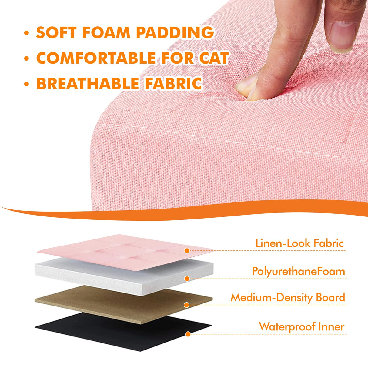 Zerbuger Cat Litter Box Enclosure Furniture for Odor Control, Hidden Cabinet Cats Litter Ottoman with Flip-Up Lid,Cat Litter Box Bench with Storage Space, Dog Proof (Pink, Large) Zerbuger