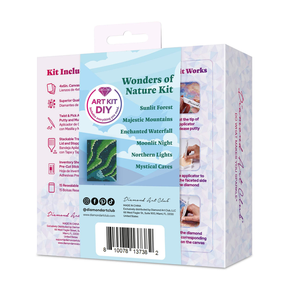 DIAMOND ART CLUB Wonders of Nature Part 2 Mini Dazzles™, Fun DIY Diamond Painting Kit for Adults, Diamond Art Canvas for Beginners, 4" x 6" (Pack of 6) DIAMOND ART CLUB