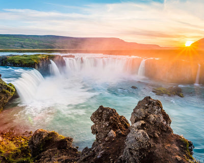 FUKVHIL DIY Paint by Numbers Godafoss Waterfall Iceland Europe Canvas Painting Set with Acrylic Pigment Paintbrush for Adults Beginners Artwork Gift 16" x 20"