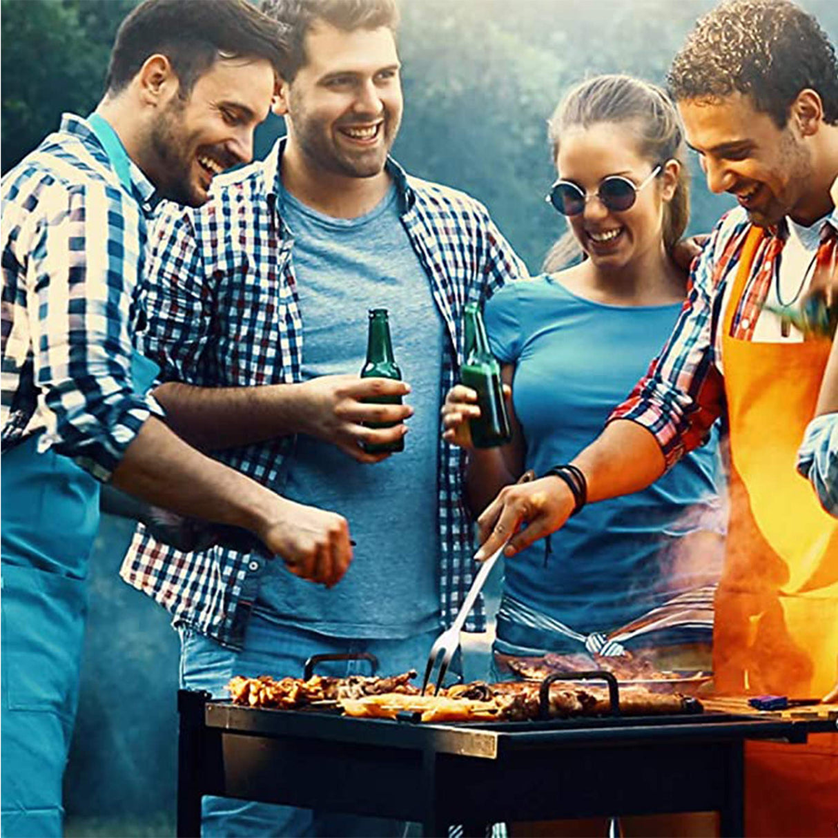 Fantasyon 2 Pack Meat Fork with Wooden Handle, Stainless Steel Meat Forged Carving Fork for Kitchen Roast (13 Inch, 10 Inch) Fantasyon