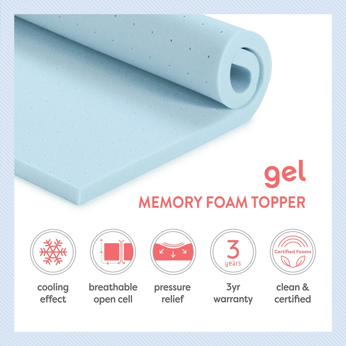 Best Price Mattress 3 Inch Ventilated Memory Foam Mattress Topper, Cooling Gel Infusion, CertiPUR-US Certified, Dorm Essentials, Queen Best Price Mattress