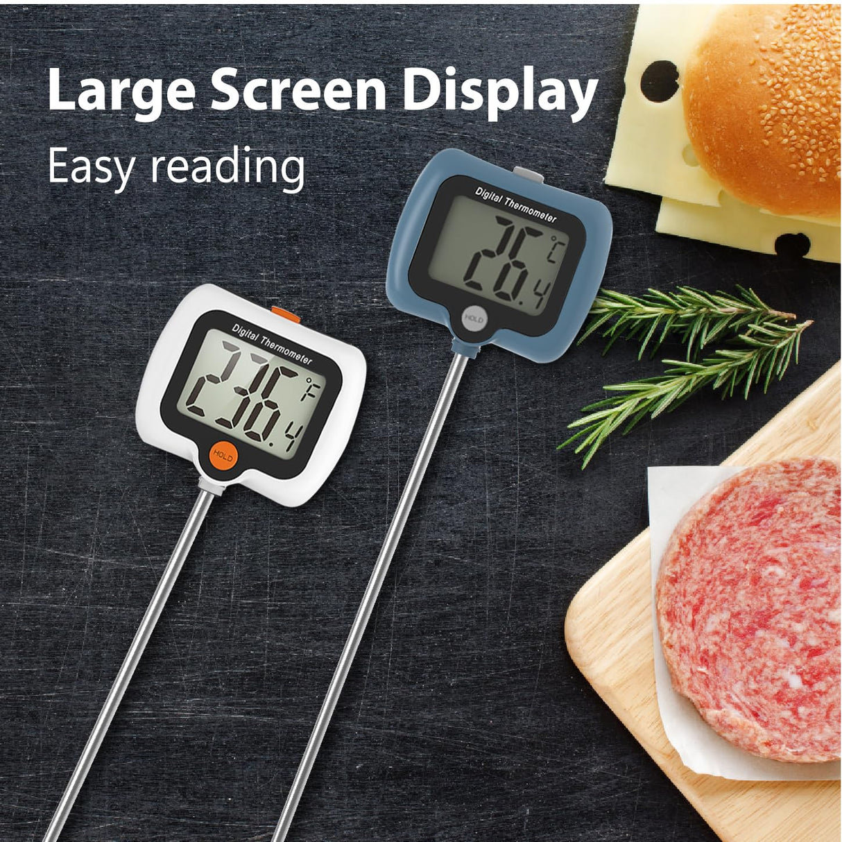 Candy Thermometer for Candy Making with Rotatable Large Display 10'' Long Probe,Digital Instant Read Candy Thermometer with Pot Clip,Candle Smoker, Oil Cooking (Blue) Efeng