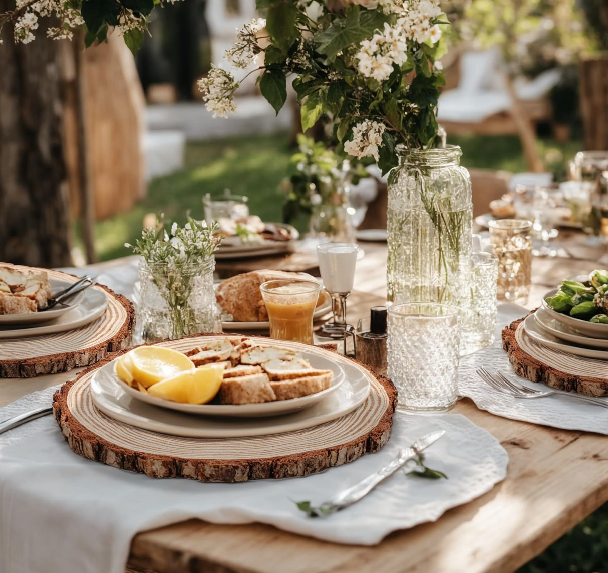 Timburst 7-8 inch Unfinished Wood Slices, 6 Pcs Natural Wood Centerpieces for Tables, Wood Slice with Bark, Rustic Wood Circles for Crafts Arts Party Christmas Decorations Wedding Centerpiece Timburst