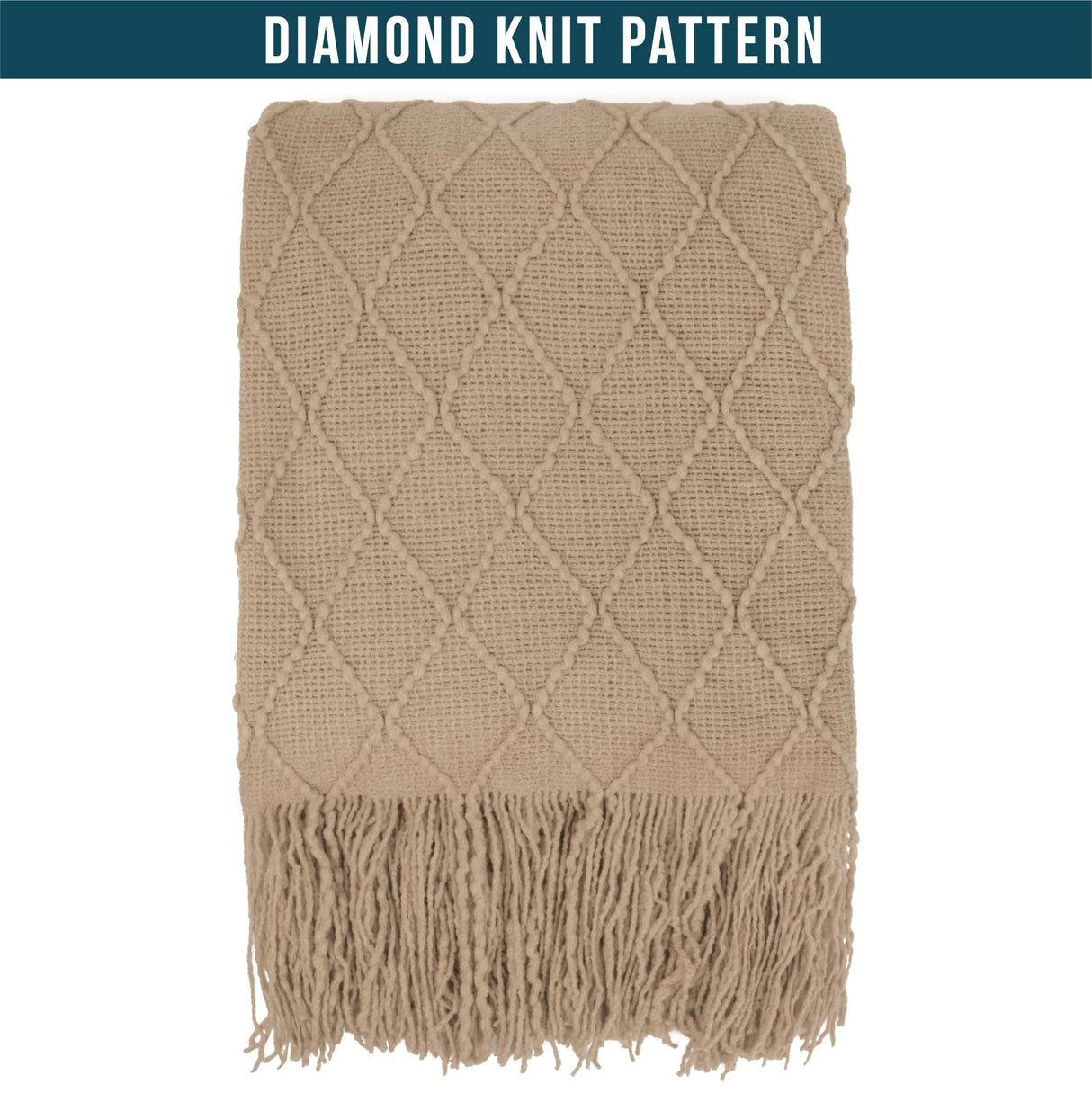 PAVILIA Tan Taupe Knit Throw Blanket for Couch Bed, Soft Knitted Farmhouse Sofa Throw for Living Room, Lightweight Decorative Fall Throw Blanket for Chair, Outdoor Textured Boho Blanket, 50x60 PAVILIA