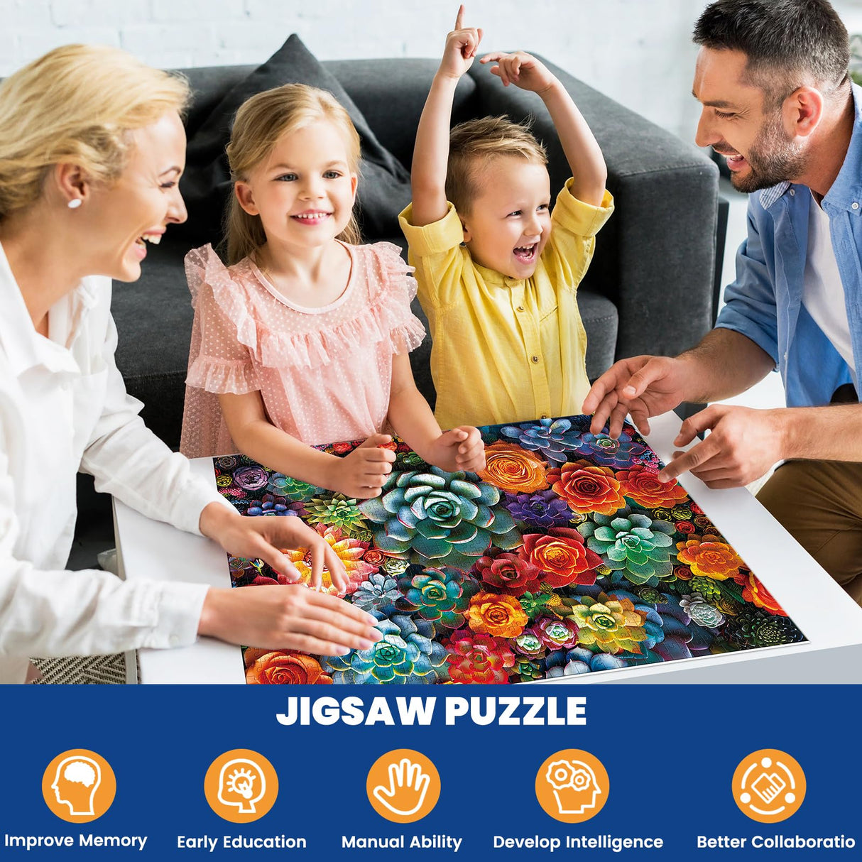 1000 Piece Puzzle for Adults - Colourful Flowers & Succulent Plants Puzzle for Adults Children - Recycled Paper Jigsaw Puzzle 1000 Pieces - Fun and Challenging Family Game Great Gift Idea, 28 * 20 in Edsjegn