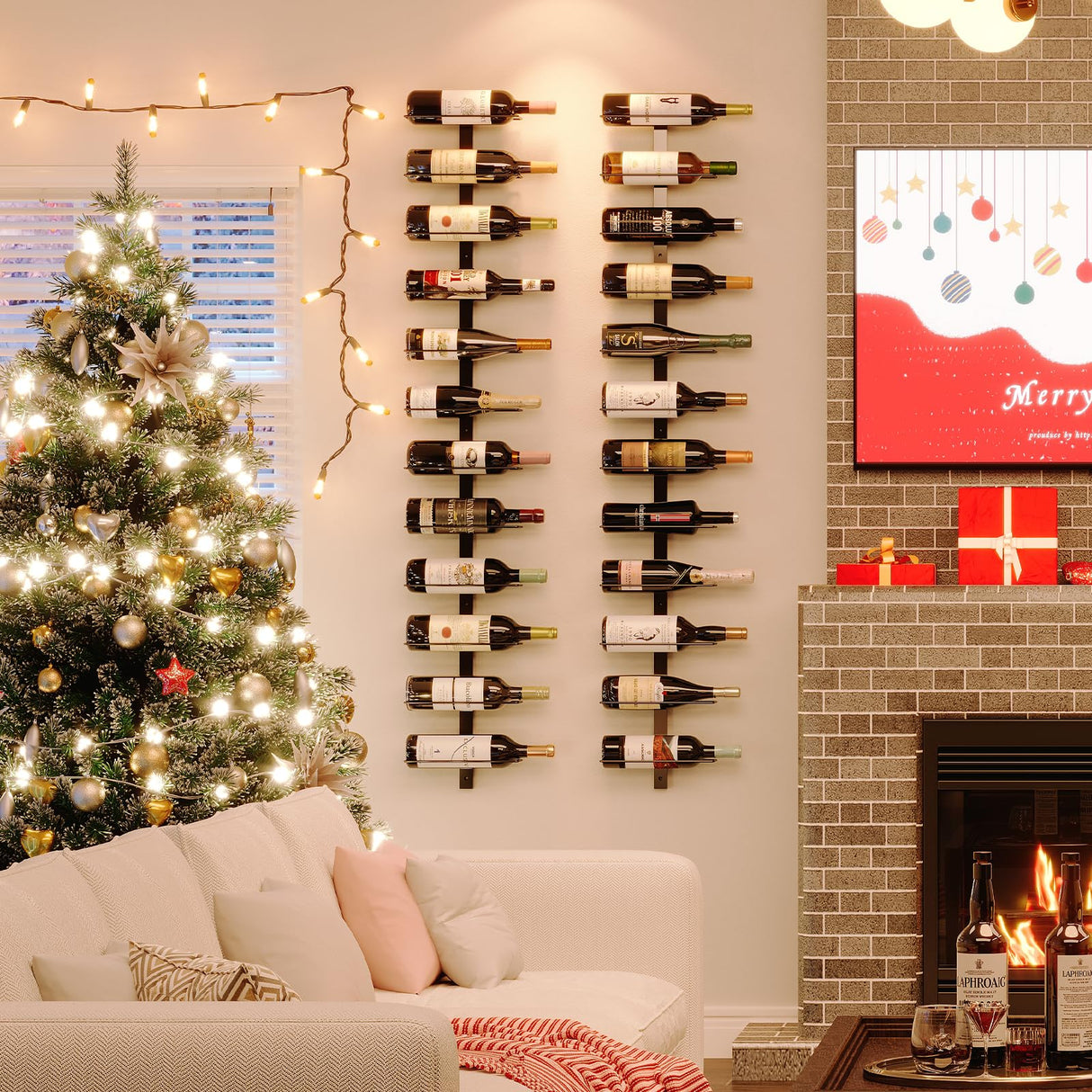 X-cosrack 12 Bottle Wall-Mounted Wine Rack, Detachable Storage Organizer Used as One or Four, DIY Wall Hanging Bottle Holder, for Dining Room, Bar, Wine Cellar X-cosrack