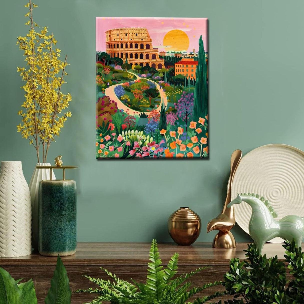 Rome Colosseum Scenery DIY Paint by Numbers for Adults Abstract Famous Landscape DIY Oil Painting Acrylic Paint Art Painting Kits Canvas with Acrylic Paints Colorful Scenery Art 16x20 Inch(Frameless) Tucocoo