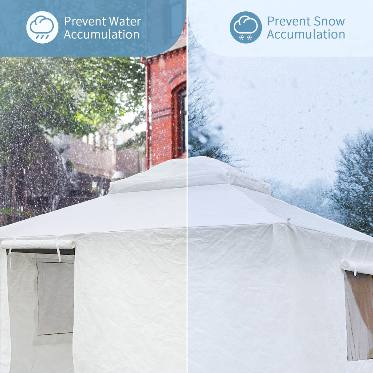 Gazebo Accessories 10' x 12' Universal Winter Gazebo Cover for Hardtop Gazebos,Enclosed Cover with Sidewalls and Mesh Windows Waterproof (White) by domi outdoor living domi outdoor living