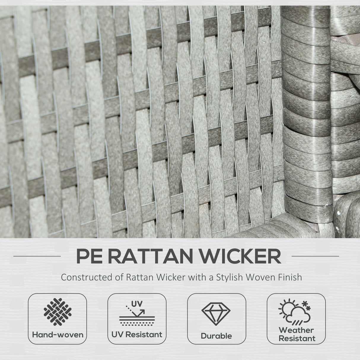 Outsunny 5-Piece Patio Furniture Set with Cushions, Outdoor PE Rattan Wicker Sofa Set, Sectional Furniture with Pillows, Glass Coffee Table for Garden, Backyard, Mixed Gray Outsunny