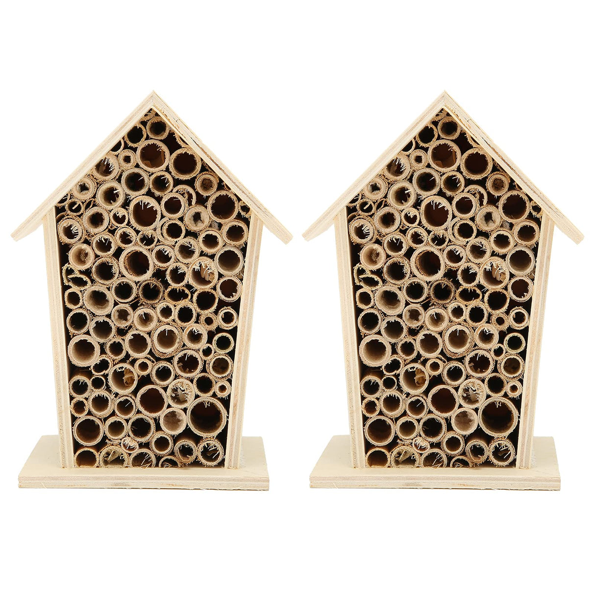 Lwuey Bee House, Wooden Insect Hotel Hanging Bamboo Bees Hive Habitat Bug Garden Shelter Insects House Decoration Beneficial Nests Box Decorations for Butterfly Bird Outdoors Attracts Pollinators 2PCS Lwuey