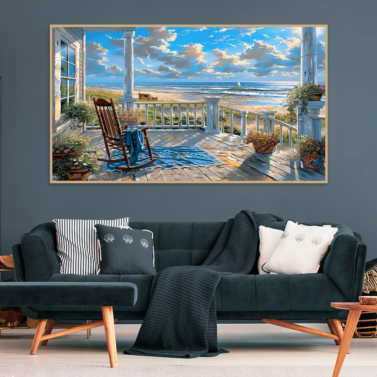 LWZAYS 5D Large Size Landscape Diamond Painting Kits for Adults, Beach Diamond Art Kits for Adults, DIY Full Drill Paintings with Diamonds Gem Art Crafts for Home Wall Decor 16x28 inch LWZAYS