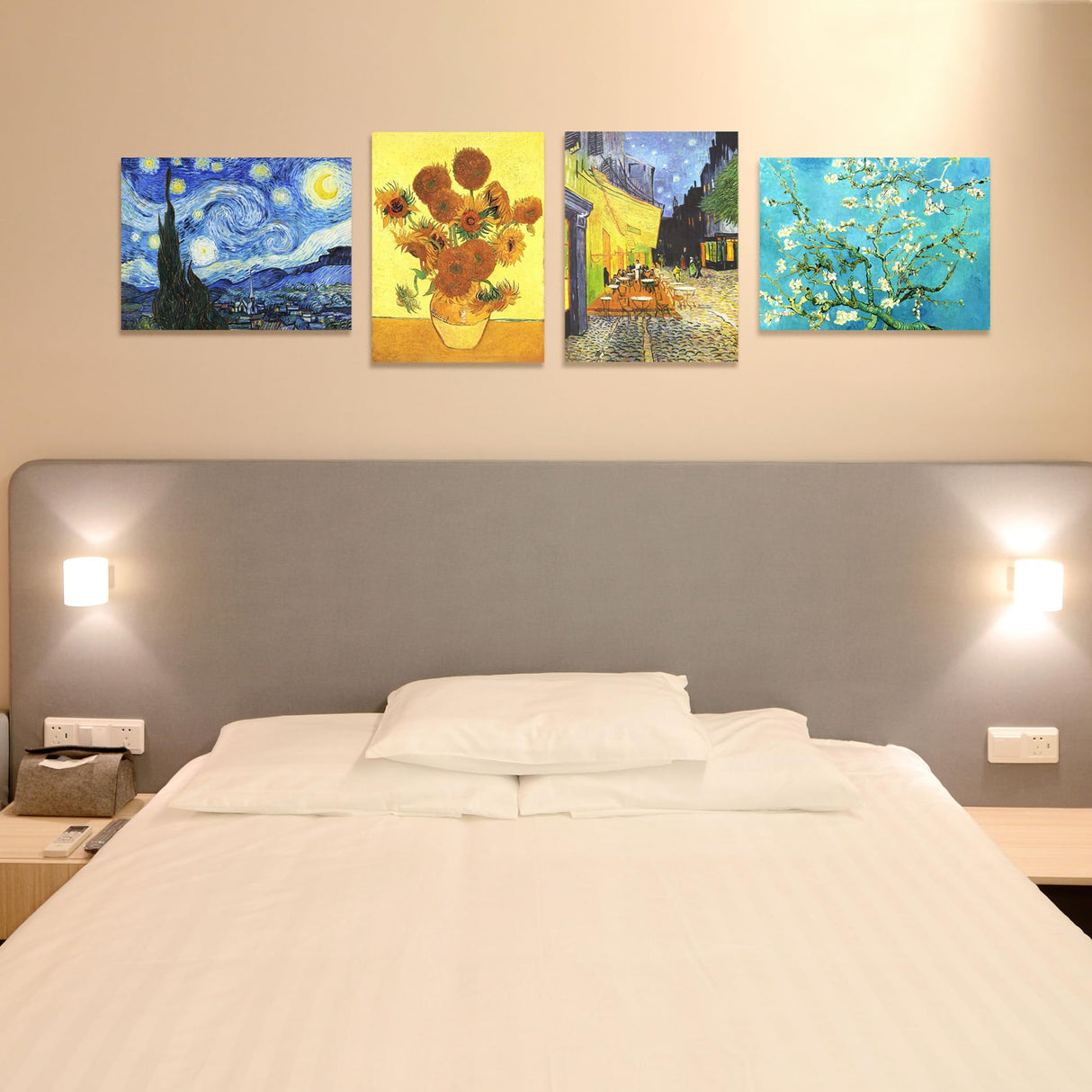 Muzagroo Art Van Gogh Diamond Painting Kits for Adults, DIY 5D Diamond Art Kits for Beginners, Starry Night Arts and Sunflower Crafts Diamond Art for Living Room, Kids Room 4 PCS Wall Art Muzagroo Art