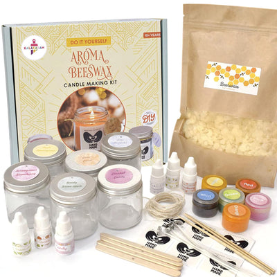 Kalakaram Aroma Beeswax Candle Making Kit, Pure & Natural Beeswax, 6 Decorative Jars, 6 Exotic Scents, Colors & More - Perfect for Home Decor & DIY Gifts - Beginner-Friendly Scented Candles Craft Kit