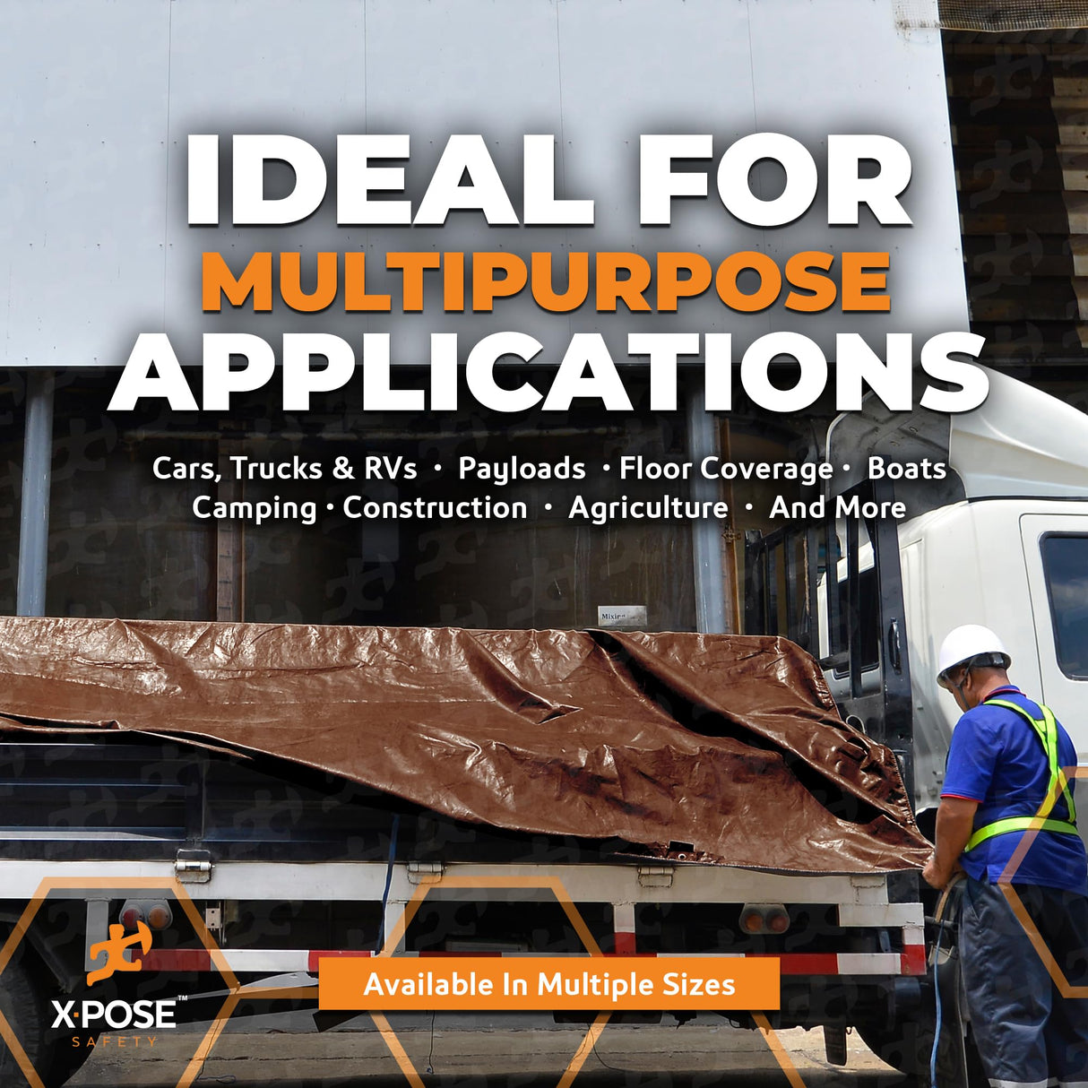 20' x 40' Brown/White Ultra Heavy Duty Tarp - 20 Mil Tarps Heavy Duty Waterproof 20x40 - Extra Large Outdoor Tarp, Waterproof Tarp Cover for Rain Camping, Tent Tarp, UV Protection, Reinforced Corners Xpose Safety