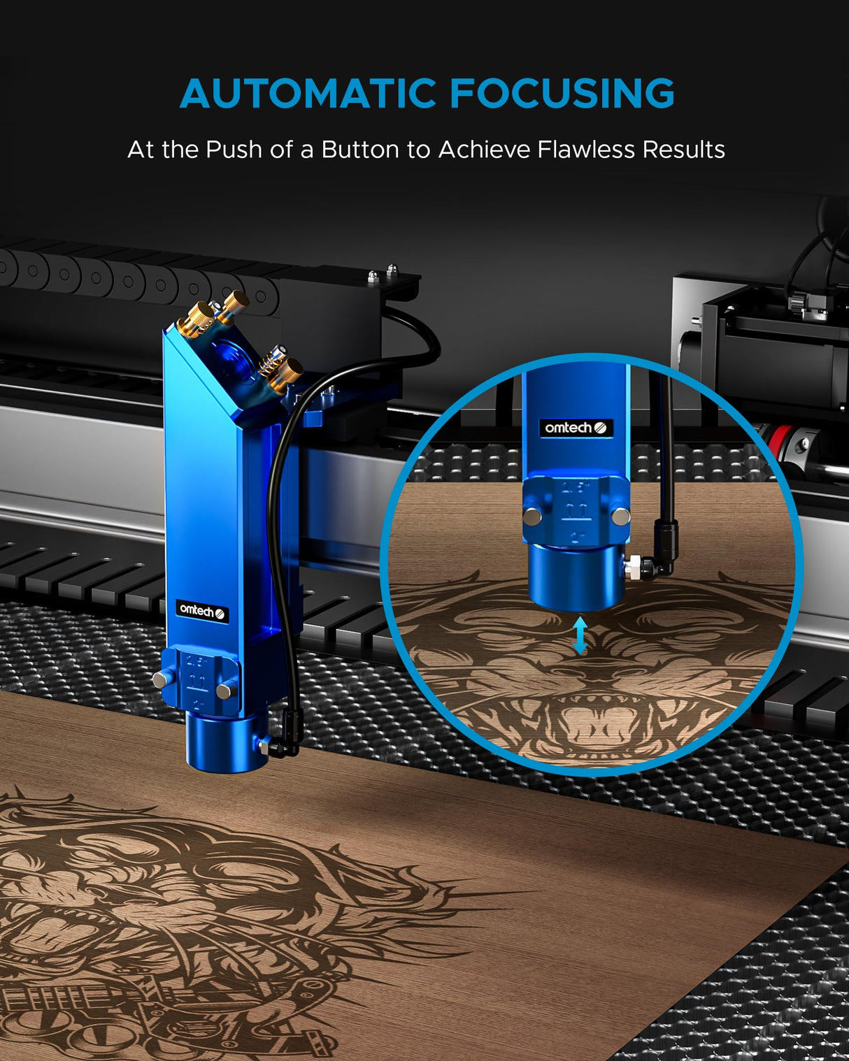 OMTech Pro 100W CO2 Laser Engraver, 40x24 Inch Laser Cutter with Built-in Water Chiller 1200mm/s Speed Autofocus 4 Way Pass Air Assist, Laser Class 2,0.827mW Output Power OMTech