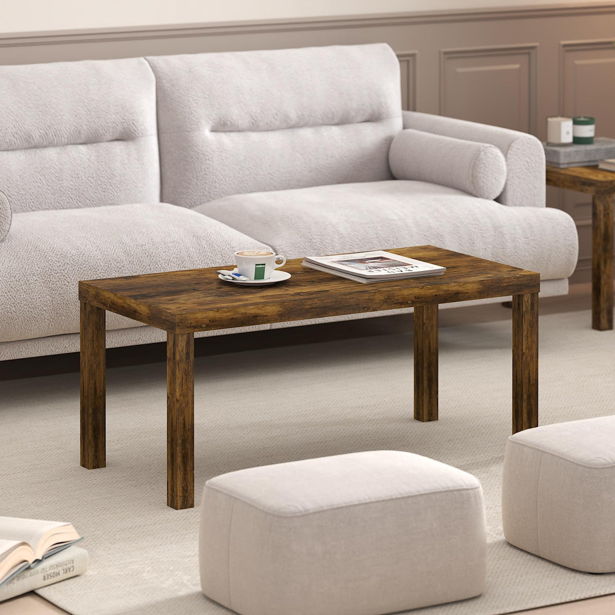 Furinno Classic Simple Coffee Table for Living Room, Amber Pine Furinno