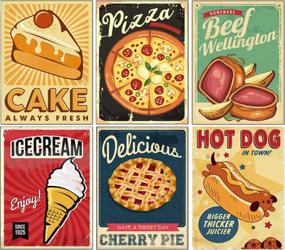 Yijingtop 6 Packs Vintage Food Diamond Art Kits for Adults,Retro Funny 5D Diamond Painting Kits,DIY Full Drill Diamond Art Painting Crystal Gem Art Kits for Home Wall Decor 12x16inch