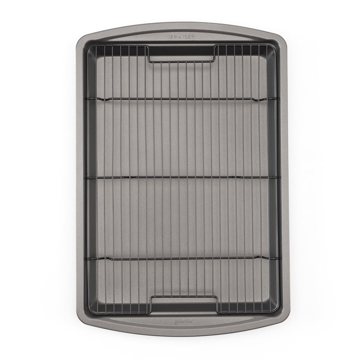 GoodCook 15” x 10.5” Nonstick Carbon Steel Baking Pan & Raised Wire Rack – Pizza Crisper, Crispy Bacon, Multipurpose Cooking Sheet Pan, Cooling Rack, Kitchen Cookware Set, Dishwasher Safe GoodCook