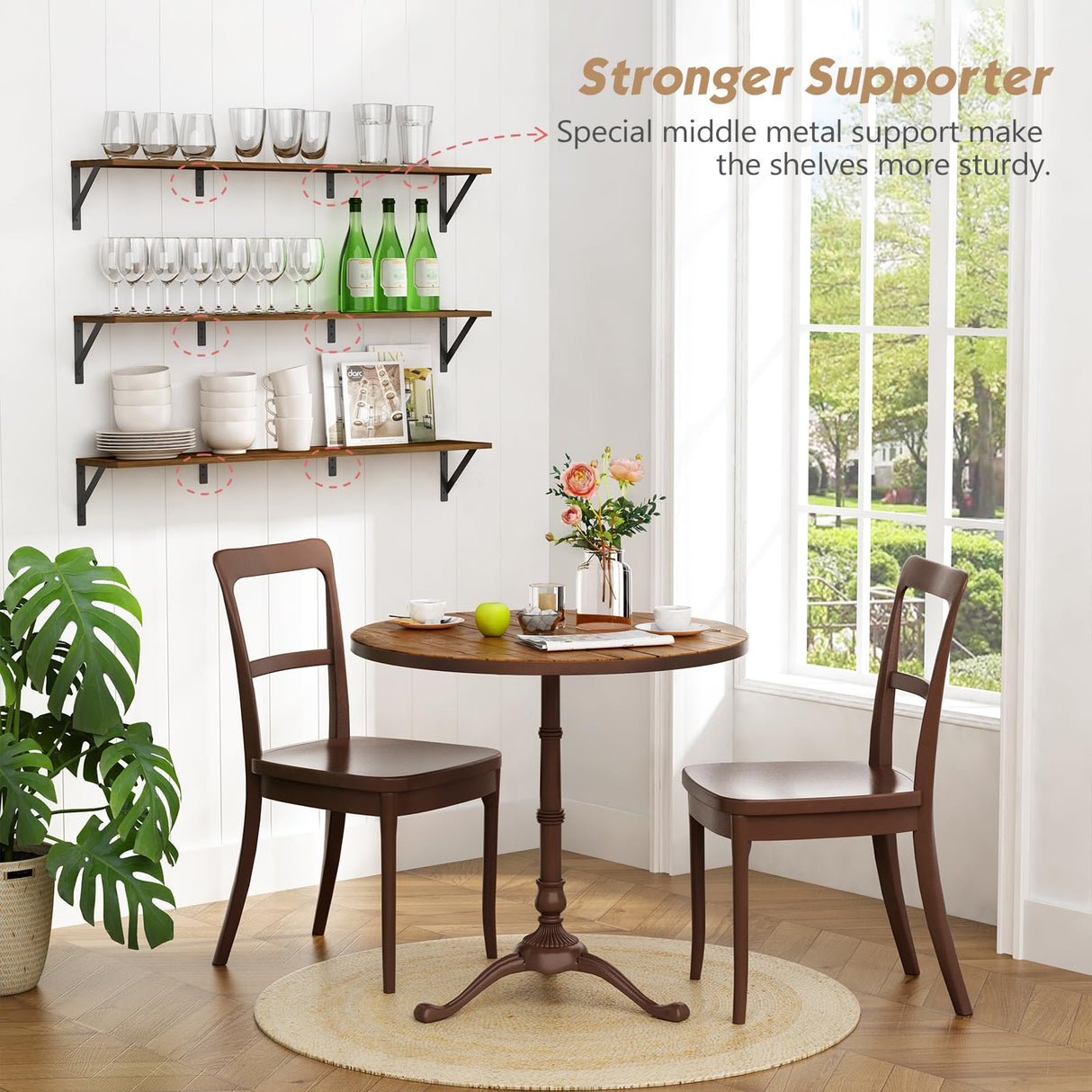 Forbena Large Floating Shelves 48 Inches Long Set of 3, Rustic Wood Wall Bookshelf for Bedroom Books, Wooden Shelves for Living Room Laundry Closet Kitchen Storage (Dark Brown) Forbena