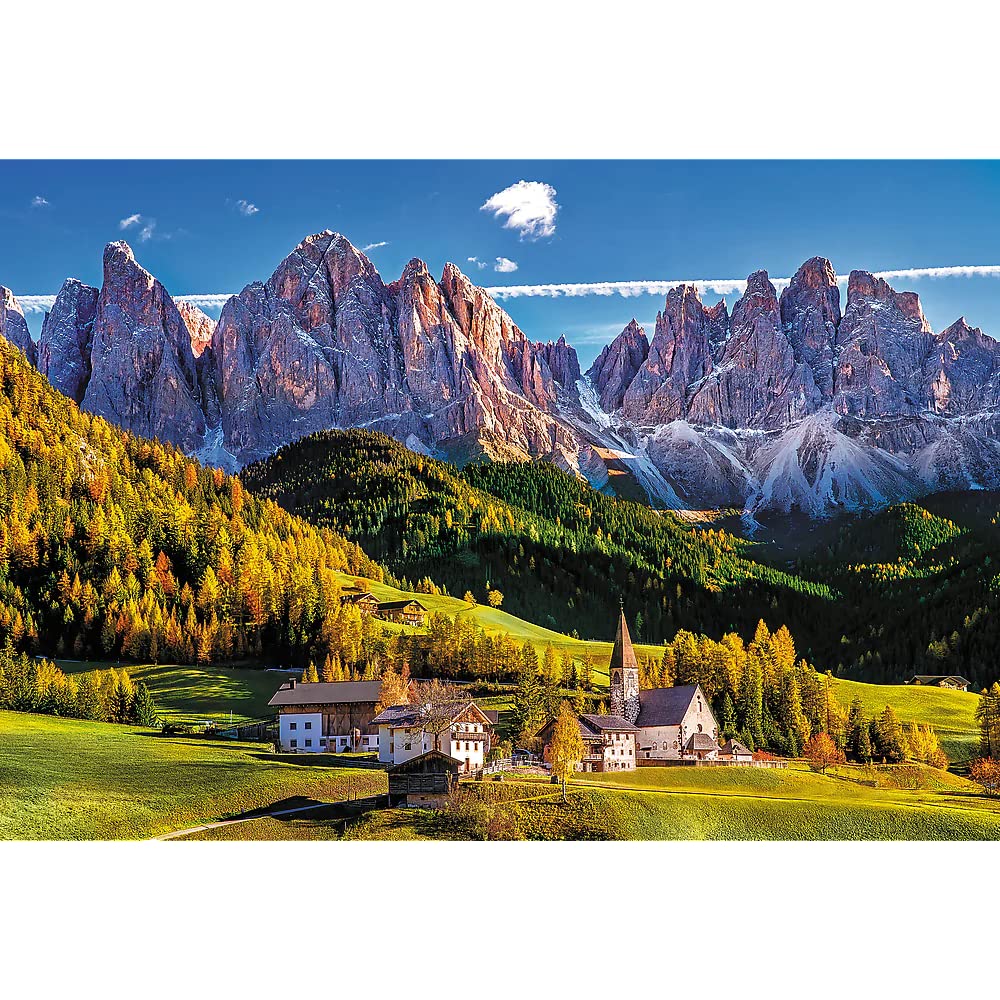 Trefl Val di Funes Valley, Dolomites, Italy 1500 Piece Jigsaw Puzzle Red 33"x23" Print, DIY Puzzle, Creative Fun, Classic Puzzle for Adults and Children from 12 Years Old Trefl