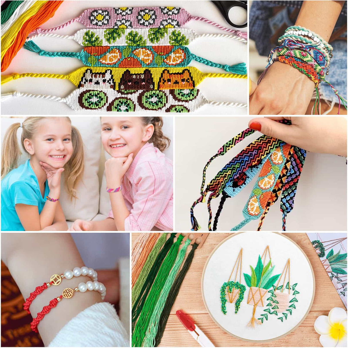 PAXCOO 985Pcs String Bracelet Making Kit, Friendship Bracelet String Kit with 110 Skeins Embroidery Floss Cross Stitch Thread, 830 Beads for Friendship Bracelet Making, 45Pcs Embroidery Tools PAXCOO