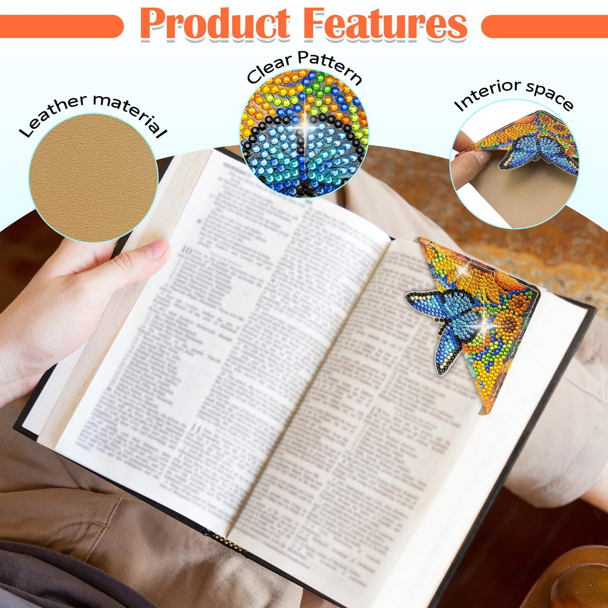 LINGFANG 4 Pcs Diamond Painting Bookmark, Diamond Art Kit for Adults, DIY Diamond Art Kits for Adults, Book Corner - Protecting Bookmark Craft Supplies Kits for Book Lovers (Sunflower Butterfly) LINGFANG