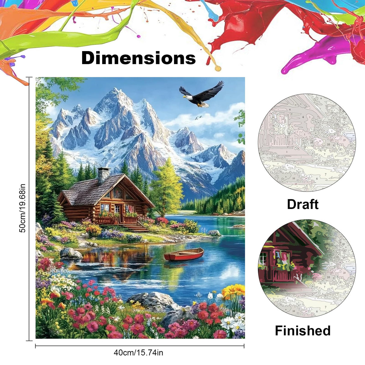 NEWENMO Mountain Paint by Numbers Kit for Adults, Landscape Paint by Numbers on Canvas Unframed,DIY Oil Painting Perfect for Beginner, Craft, Hobbies and Home Wall Decor 16x20 in NEWENMO