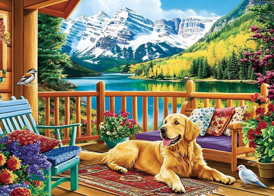 CHWGLFGG 5D Diamond Art Kits for Adults Beginners, Dog Mountain Diamond Painting Kits, DIY Full Round Drill Paint by Diamonds Dot Gem Art for Adults, Home Wall Decor 12x16 Inch