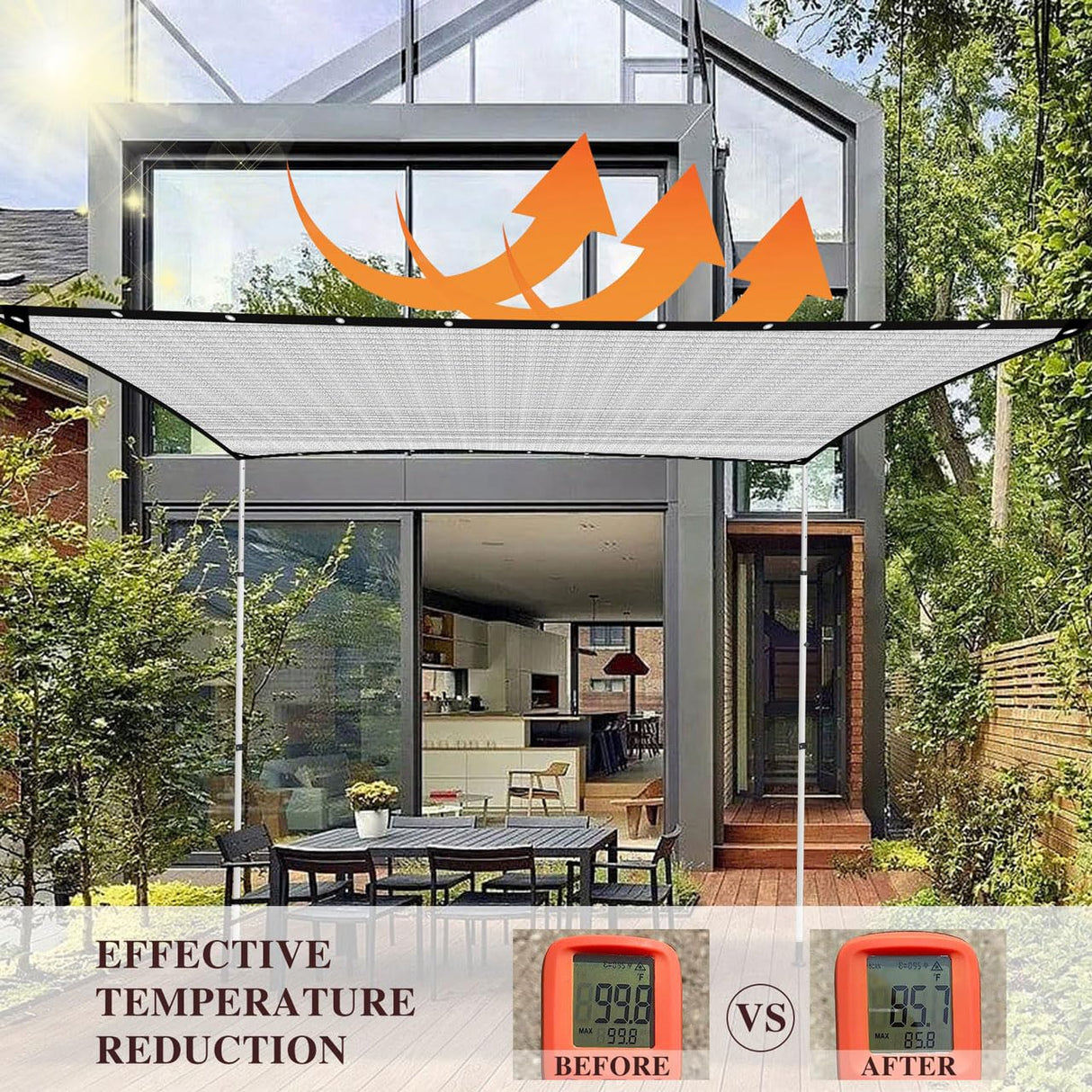 BXAEYIPOR 80% Shade Cloth-Silver Shade Cloth for Garden Lawn Pergola Greenhouse,Chicken Coop,Kennels,Shade Cloth with Grommets,Simple Hanging Shade Covers BXAEYIPOR