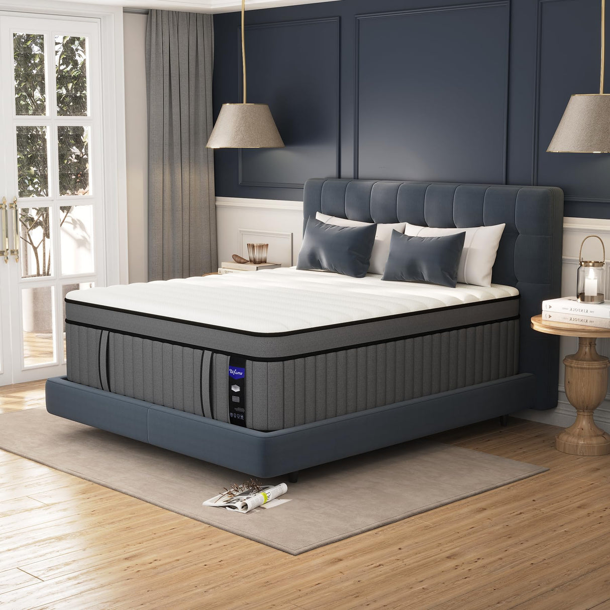 DIFAME Queen Size Mattress, Upgrade Strengthen 12 Inch Hybrid Queen Mattress in a Box,Mattress Queen Size with Memory Foam and Independent Pocket Spring,Medium Firm,Edge Support,Motion Isolation DIFAME