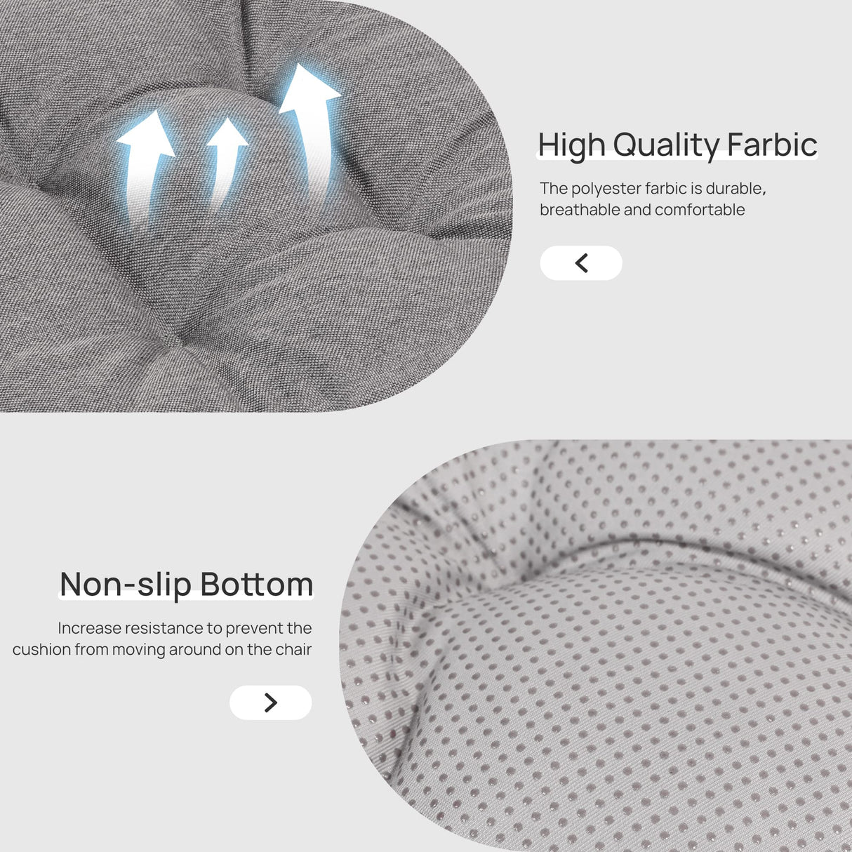 Love's cabin Memory Foam Chair Cushions Set of 4, Outdoor/Indoor Chair Pads for Dining Chairs 4 Pack, Seat Cushions for Kitchen, Dining Room, Office, Patio Chairs, 15.5"x15.5"x3.5" Grey Love's cabin