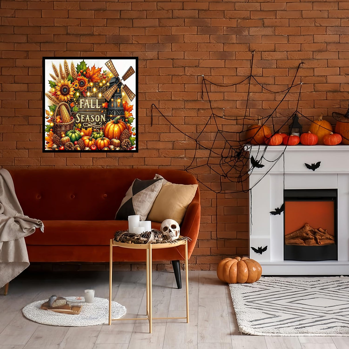 JYXSJYYD 5D DIY Fall Season Diamond Art Kits for Adults,Harvest Season Diamond Paintings Kits for Beginners,Paint by Diamonds Dot Full Drill Gem Art Crafts,Home Wall Decoration 13.8x13.8 Inches JYXSJYYD