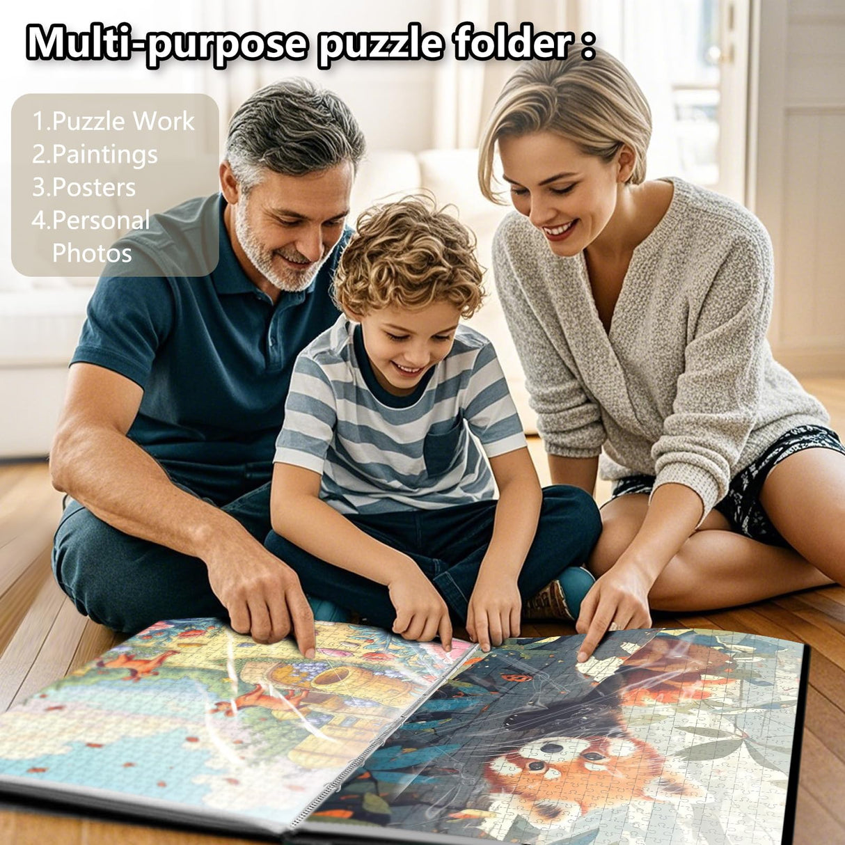 LOTMOFUN Puzzle Storage Folder for 1000 Pieces, Portable Large Capacity Jigsaw Puzzle Organizer with 25 Pockets for 50 Sets Puzzle Folder, Dustproof and Protective Puzzles Accessories LOTMOFUN