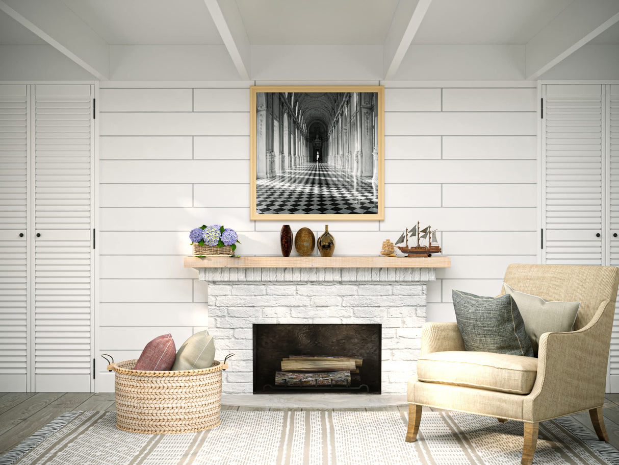 DOGBERRY 48" Farmhouse Solid Wood Mantel Shelf | Floating Shelf Design | Reclaimed Wood Shelf | Modern Invisible Brackets – Heavy Duty Engineering | 3” Thick Slab | Rustic Design - Unfinished DOGBERRY